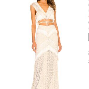 PatBO Samba Fringe Trim Cropped Top & Maxi Skirt